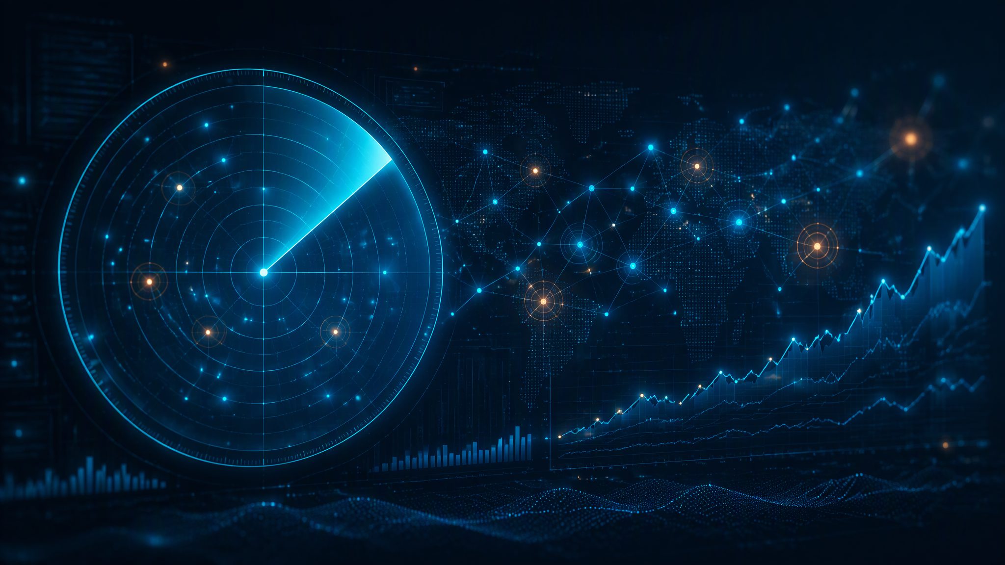 Radar sweep over network nodes - continuous monitoring banner