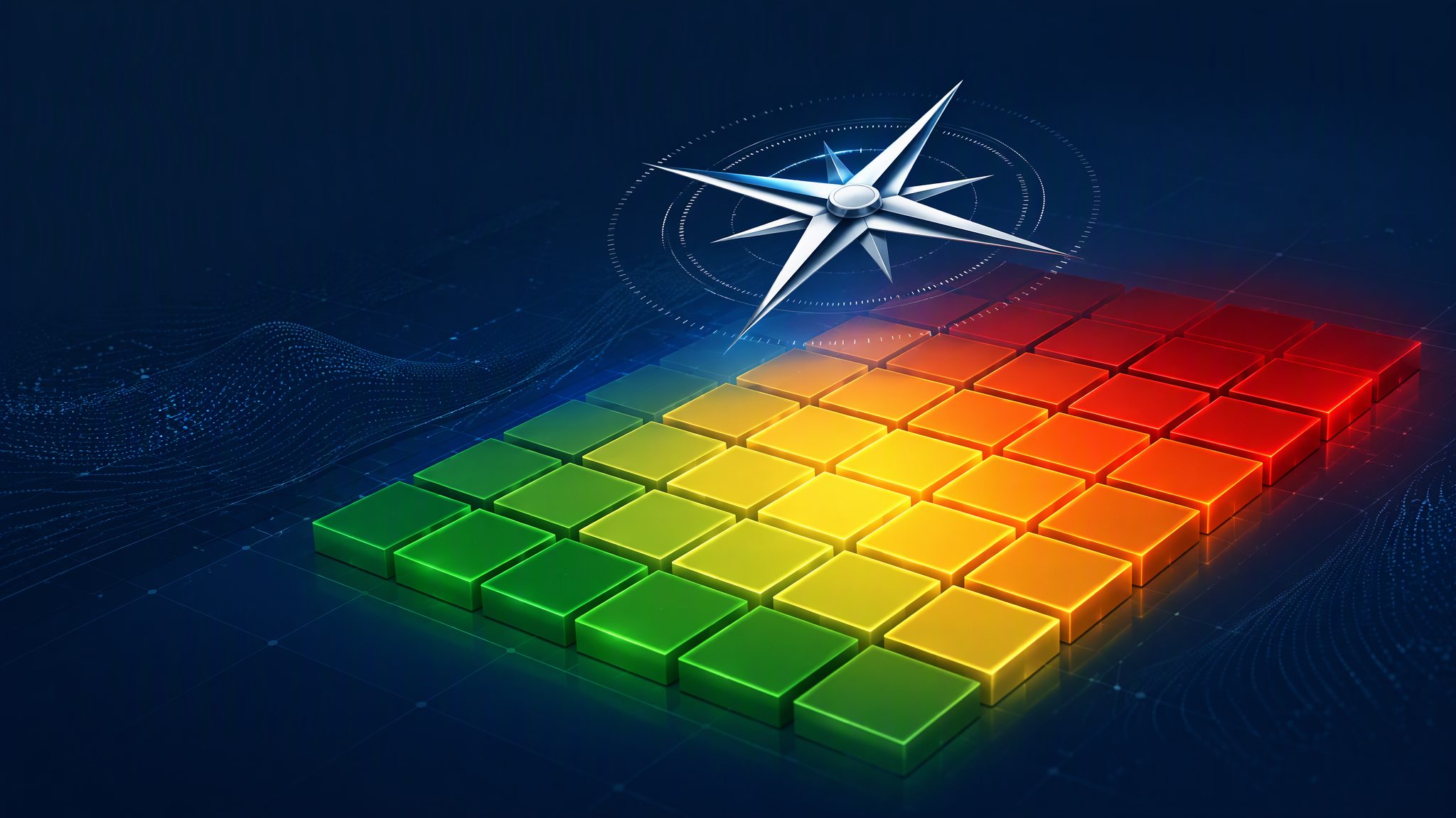 Risk matrix grid with compass - risk assessment banner